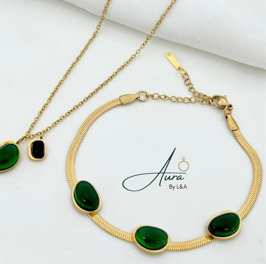 Green Pearl Jewelry Set – Timeless Elegance with a Touch of Nature